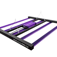 Lampada LED Lumatek Zeus 465W Pro 2.9 con barre viola e driver centrale.