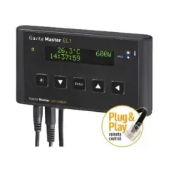 Un controller Gavita Master EL1, con display digitale che mostra temperatura e ora, pulsanti di controllo e cavi. Ideale per la gestione remota.