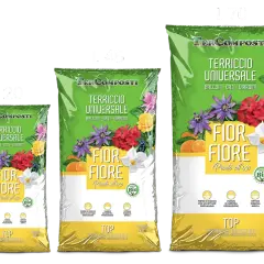 Sacchi di terriccio universale "Fior Fiore" per balconi, orti e giardini. La terra flores ideale per ogni pianta.