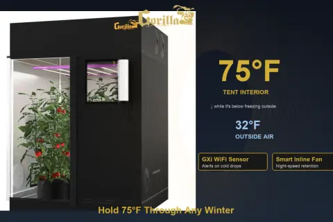 Grow box che mantiene 75°F interni anche con 32°F esterni. Ideale per riscaldare grow box in inverno.