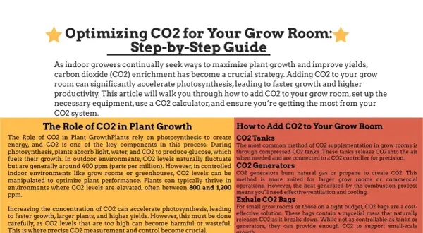 Guida per ottimizzare la crescita delle piante con una sonda CO2, spiegando il ruolo del CO2 e come aggiungerlo in una grow room.
