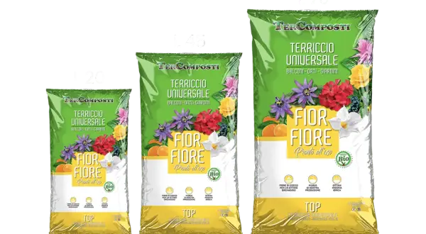 Sacchi di terriccio universale "Fior Fiore" per balconi, orti e giardini. La terra flores ideale per ogni pianta.
