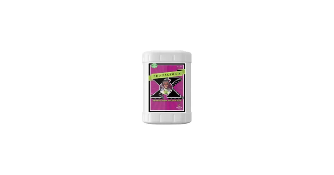 Flacone bianco con etichetta "Bud Factor X" per una produzione intensa di resina.