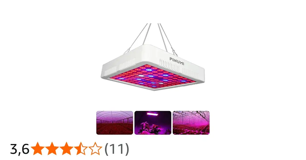 Lampada LED per coltivazione indoor, simile a un Lumatek 600W, con spettro completo rosso/blu per piante.