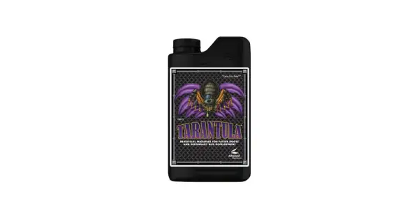 Flacone di Tarantula Advanced Nutrients, un prodotto con microbi benefici per radici più robuste e sviluppo di gemme secondarie.